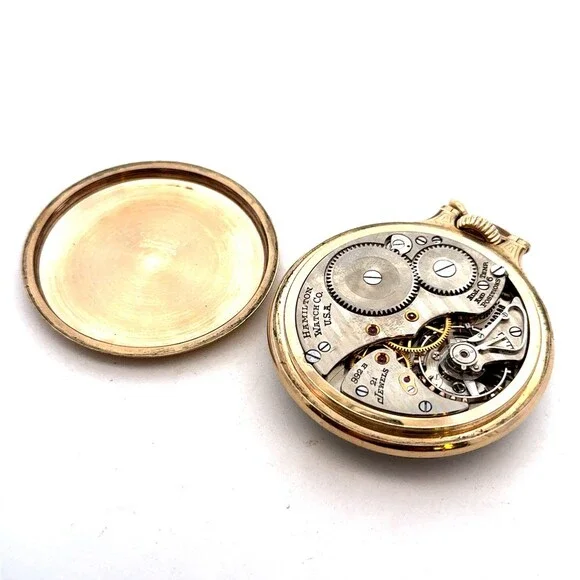 1952 Hamilton 10K Gold-Filled 992B Grade Non Working Railroad Pocket Parts Watch - Picture 3 of 12
